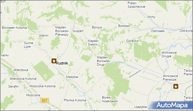 mapa Majdan Borowski Drugi, Majdan Borowski Drugi na mapie Targeo