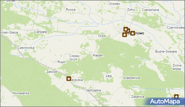 mapa Majdan gmina Baranowo, Majdan gmina Baranowo na mapie Targeo