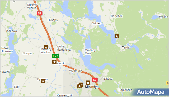 mapa Majdany Małe, Majdany Małe na mapie Targeo