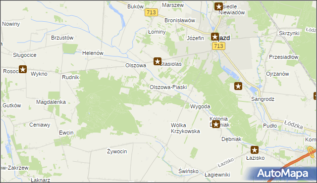 mapa Maksymów gmina Ujazd, Maksymów gmina Ujazd na mapie Targeo