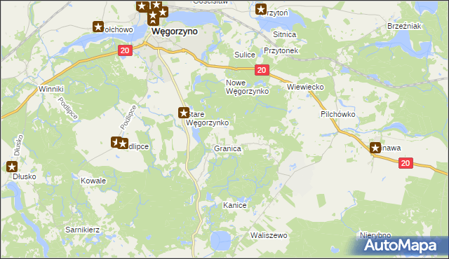 mapa Małe Węgorzynko, Małe Węgorzynko na mapie Targeo