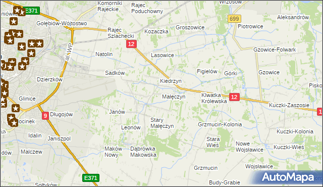 mapa Małęczyn gmina Gózd, Małęczyn gmina Gózd na mapie Targeo