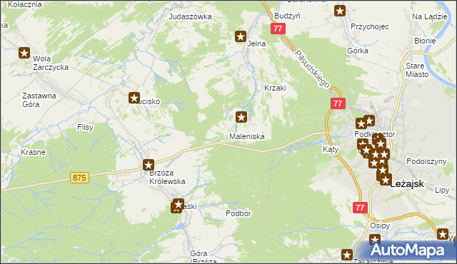 mapa Maleniska gmina Leżajsk, Maleniska gmina Leżajsk na mapie Targeo