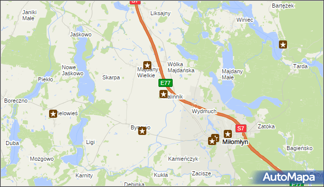 mapa Malinnik, Malinnik na mapie Targeo