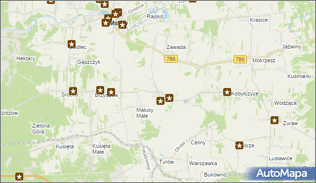 mapa Małusy Wielkie, Małusy Wielkie na mapie Targeo