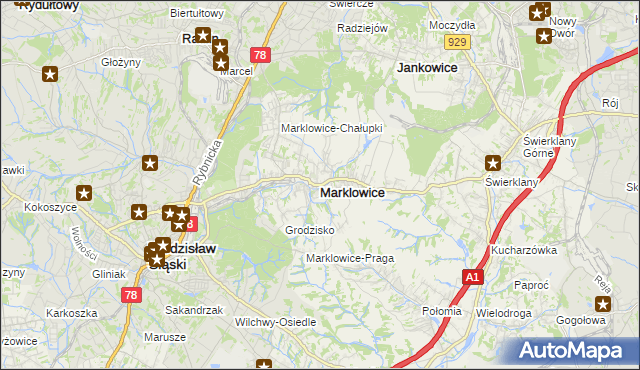 mapa Marklowice, Marklowice na mapie Targeo