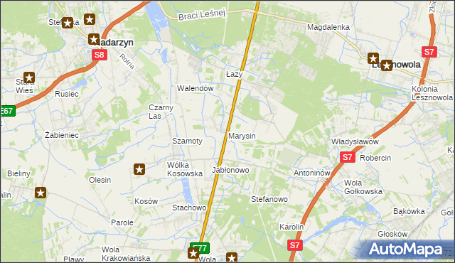 mapa Marysin gmina Lesznowola, Marysin gmina Lesznowola na mapie Targeo