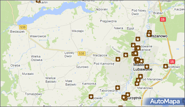mapa Marzęcice gmina Kurzętnik, Marzęcice gmina Kurzętnik na mapie Targeo