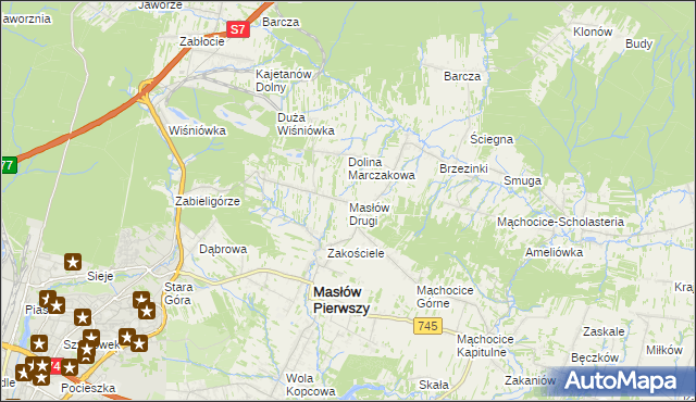 mapa Masłów Drugi, Masłów Drugi na mapie Targeo