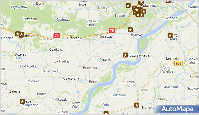 mapa Maśnik, Maśnik na mapie Targeo