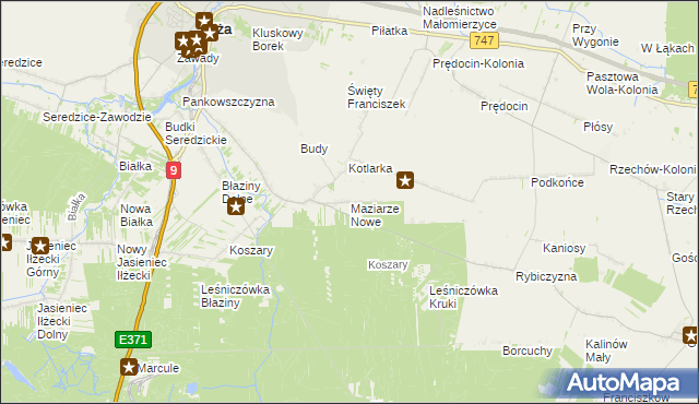 mapa Maziarze Nowe, Maziarze Nowe na mapie Targeo