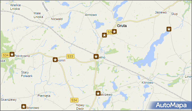 mapa Mełno gmina Gruta, Mełno gmina Gruta na mapie Targeo