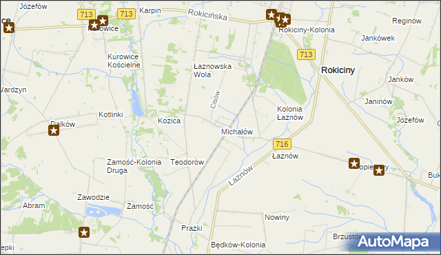 mapa Michałów gmina Rokiciny, Michałów gmina Rokiciny na mapie Targeo