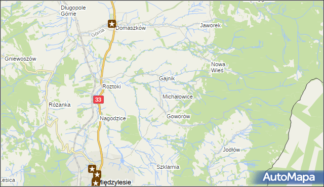 mapa Michałowice gmina Międzylesie, Michałowice gmina Międzylesie na mapie Targeo