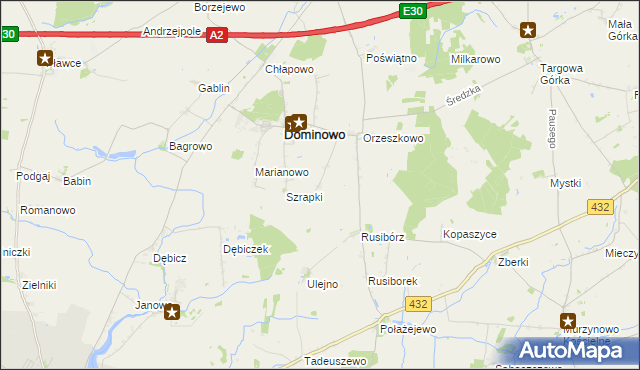 mapa Michałowo gmina Dominowo, Michałowo gmina Dominowo na mapie Targeo