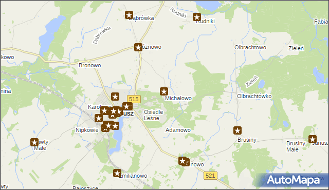 mapa Michałowo gmina Susz, Michałowo gmina Susz na mapie Targeo