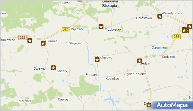 mapa Michałowo gmina Zakrzewo, Michałowo gmina Zakrzewo na mapie Targeo