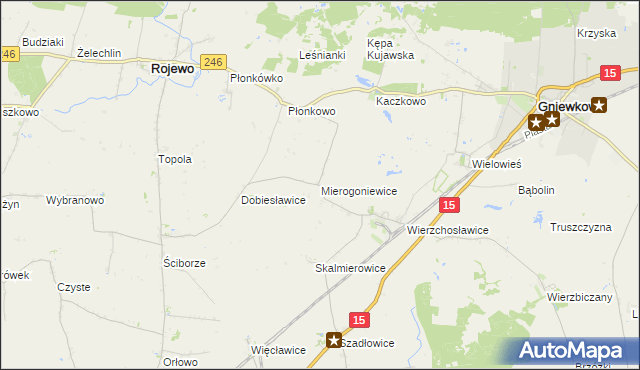 mapa Mierogoniewice, Mierogoniewice na mapie Targeo