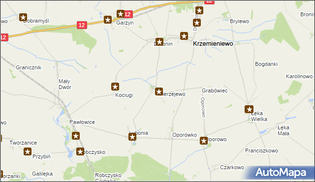 mapa Mierzejewo gmina Krzemieniewo, Mierzejewo gmina Krzemieniewo na mapie Targeo