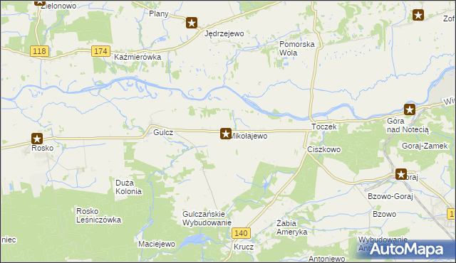 mapa Mikołajewo gmina Czarnków, Mikołajewo gmina Czarnków na mapie Targeo