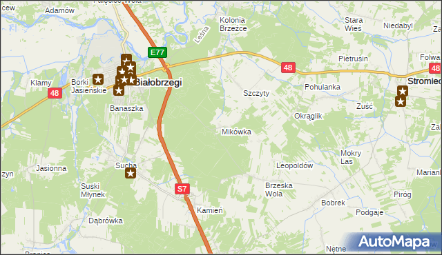 mapa Mikówka gmina Białobrzegi, Mikówka gmina Białobrzegi na mapie Targeo