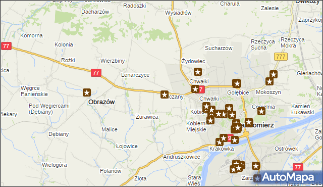 mapa Milczany gmina Samborzec, Milczany gmina Samborzec na mapie Targeo