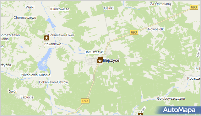 mapa Milejczyce, Milejczyce na mapie Targeo