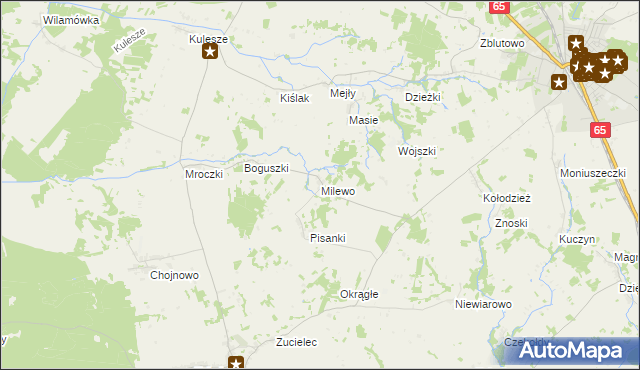 mapa Milewo gmina Trzcianne, Milewo gmina Trzcianne na mapie Targeo