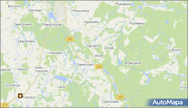 mapa Milice gmina Połczyn-Zdrój, Milice gmina Połczyn-Zdrój na mapie Targeo