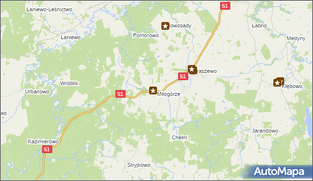 mapa Miłogórze, Miłogórze na mapie Targeo