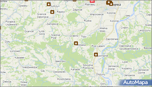 mapa Milówka gmina Wojnicz, Milówka gmina Wojnicz na mapie Targeo