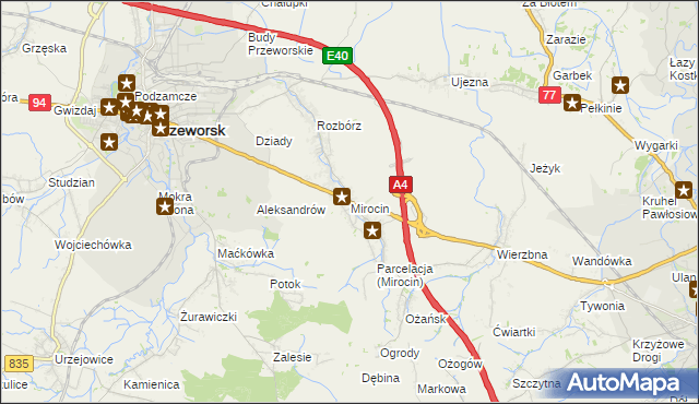 mapa Mirocin, Mirocin na mapie Targeo