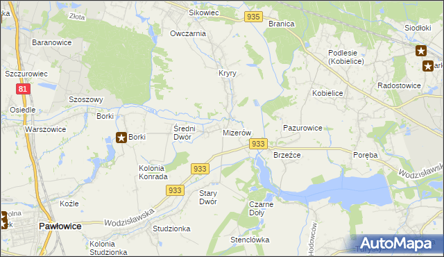 mapa Mizerów, Mizerów na mapie Targeo