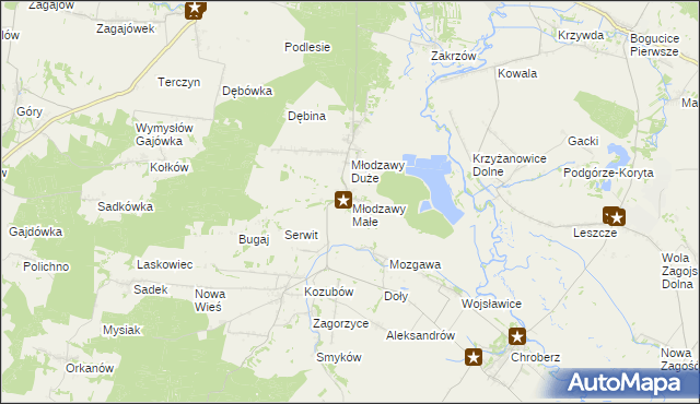 mapa Młodzawy Małe, Młodzawy Małe na mapie Targeo