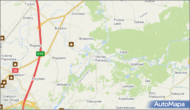 mapa Młyniec Pierwszy, Młyniec Pierwszy na mapie Targeo