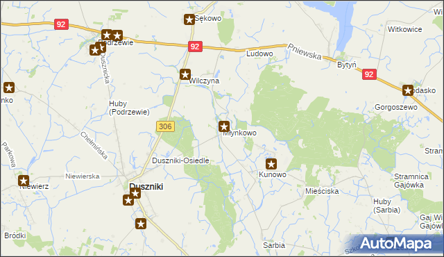 mapa Młynkowo gmina Duszniki, Młynkowo gmina Duszniki na mapie Targeo