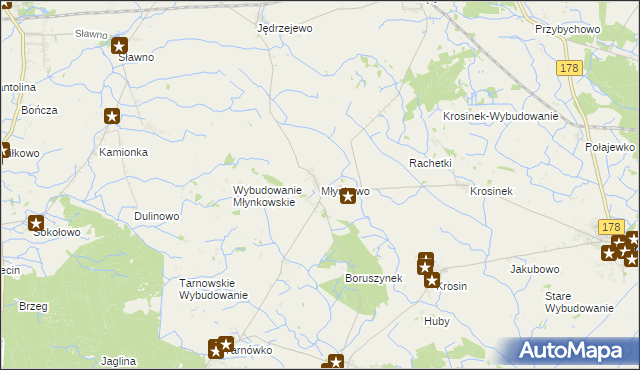 mapa Młynkowo gmina Połajewo, Młynkowo gmina Połajewo na mapie Targeo