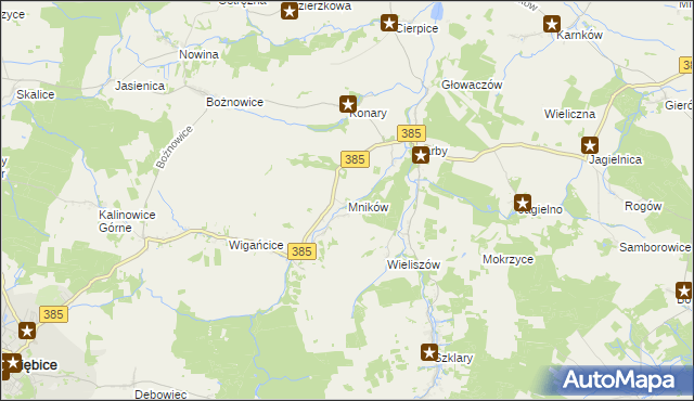 mapa Mników gmina Przeworno, Mników gmina Przeworno na mapie Targeo