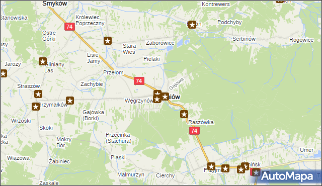 mapa Mniów, Mniów na mapie Targeo