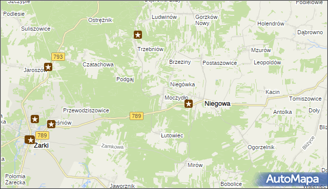 mapa Moczydło gmina Niegowa, Moczydło gmina Niegowa na mapie Targeo