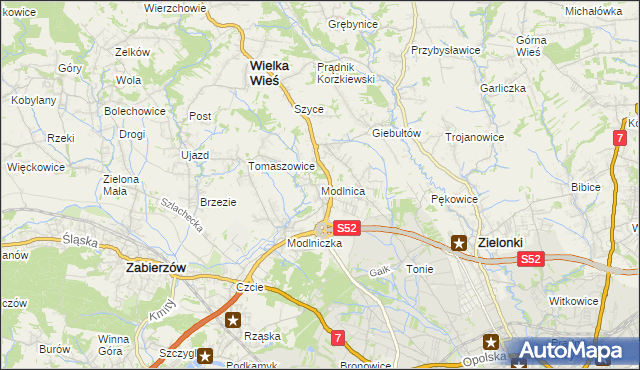 mapa Modlnica, Modlnica na mapie Targeo