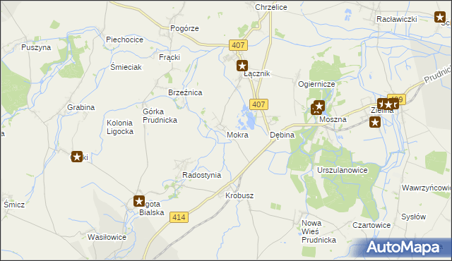 mapa Mokra gmina Biała, Mokra gmina Biała na mapie Targeo