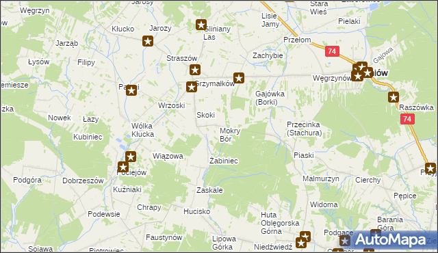 mapa Mokry Bór, Mokry Bór na mapie Targeo