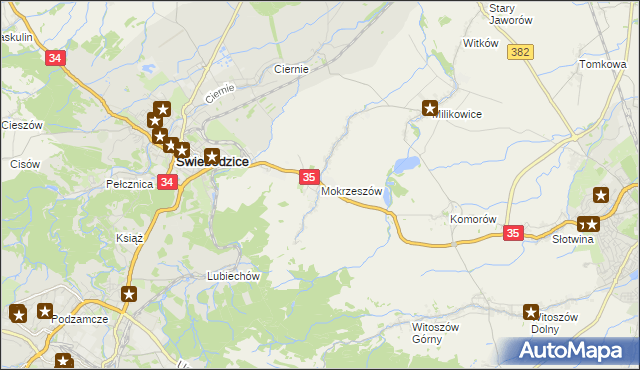 mapa Mokrzeszów, Mokrzeszów na mapie Targeo