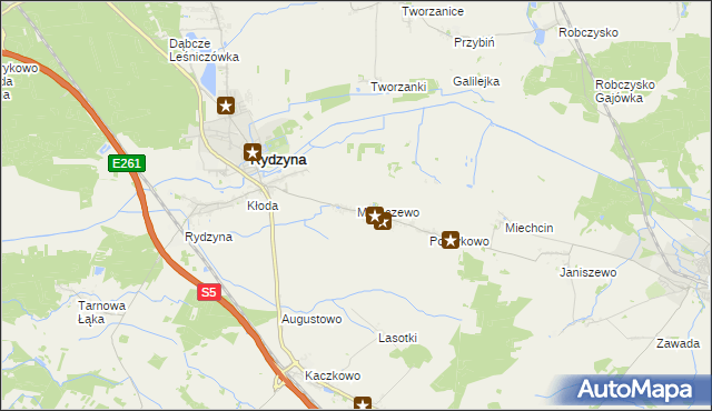 mapa Moraczewo gmina Rydzyna, Moraczewo gmina Rydzyna na mapie Targeo