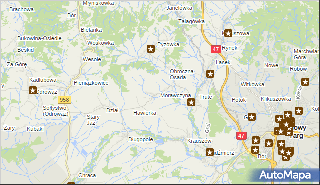 mapa Morawczyna, Morawczyna na mapie Targeo