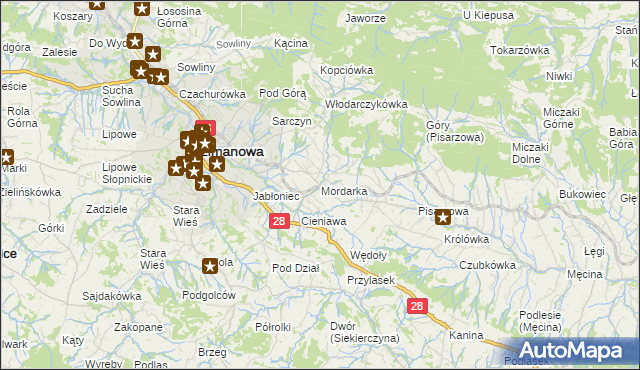 mapa Mordarka, Mordarka na mapie Targeo