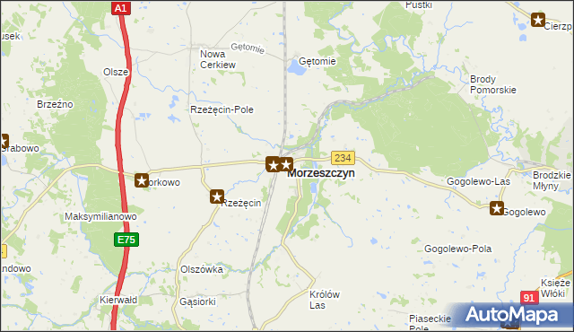 mapa Morzeszczyn, Morzeszczyn na mapie Targeo