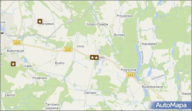 mapa Mosty gmina Goleniów, Mosty gmina Goleniów na mapie Targeo