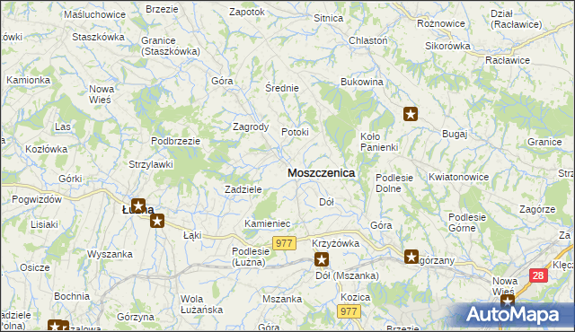 mapa Moszczenica powiat gorlicki, Moszczenica powiat gorlicki na mapie Targeo